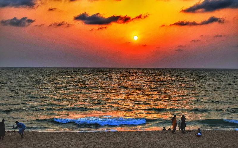 Sunset over the Arabian Sea at Maravanthe beach, Kundapura