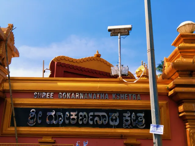 The gilded entrance arch of the Gokarnanatha Kshetra, Kudroli
