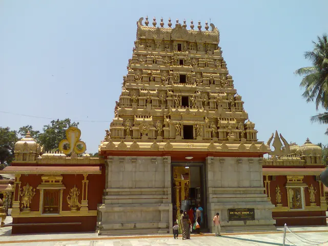 The Kudroli gopuram in soft afternoon light